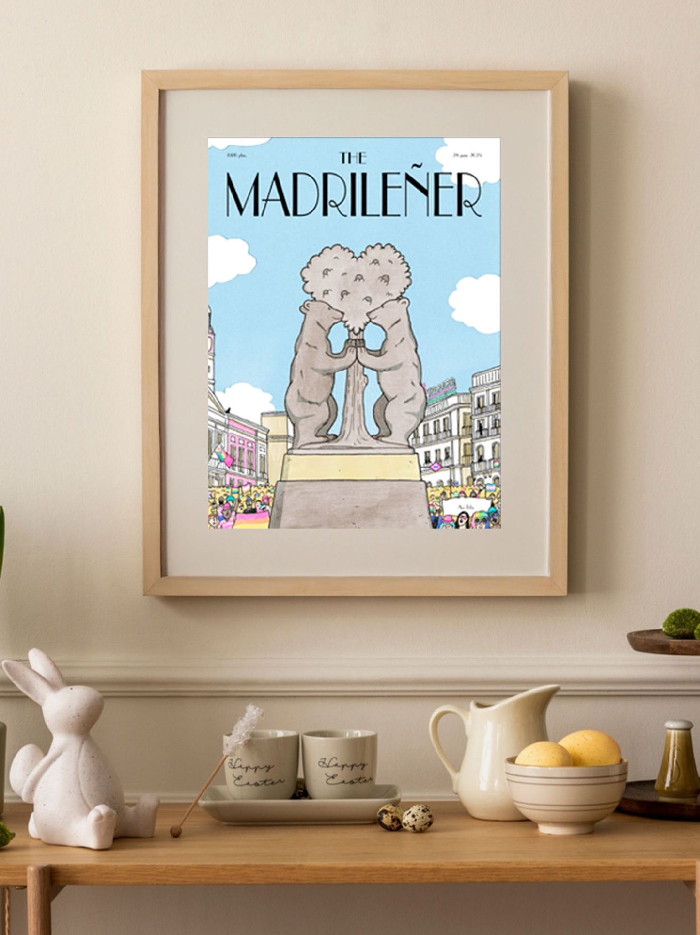 Lámina Os@s Orgullos@s_Marco madera clara mock up