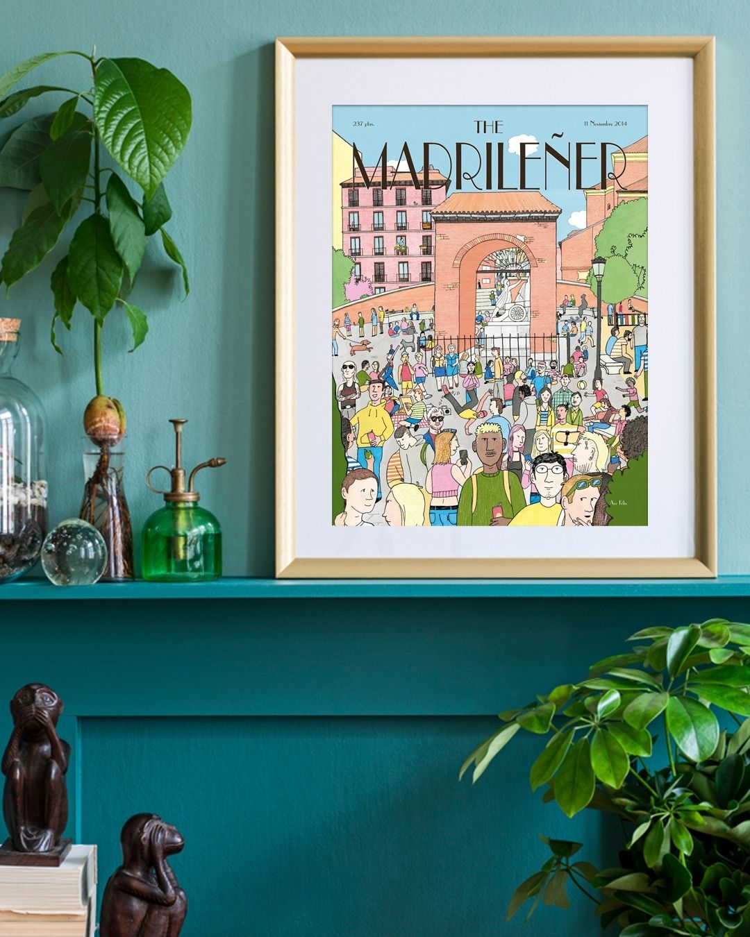 Mock up pared verde Where's Ave Felix lámina The Madrileñer Poster Madrid