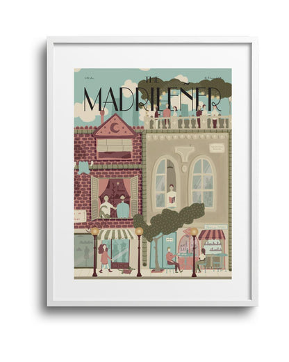 Lámina Bajo el cielo de Madrid The Madrileñer con marco blanco, ilustración cielo Madrid