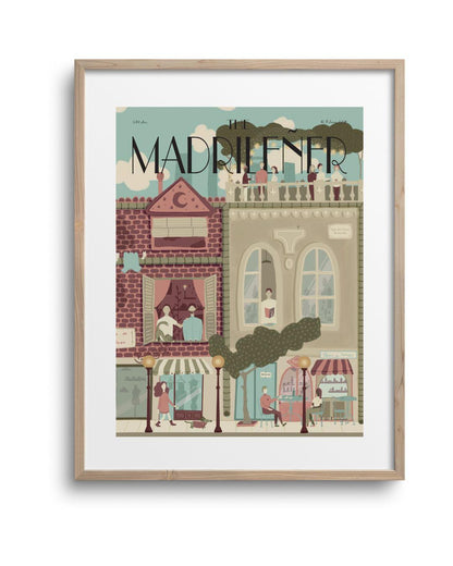 Lámina Bajo el cielo de Madrid The Madrileñer con marco de madera, ilustración cielo Madrid