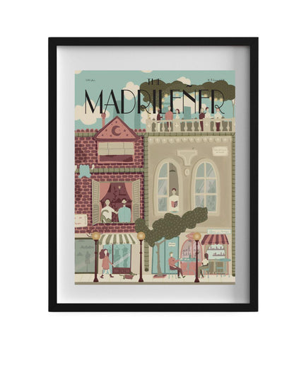 Lámina Bajo el cielo de Madrid The Madrileñer con marco negro, ilustración cielo Madrid