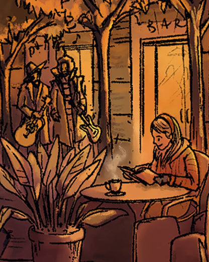 La Latina en calma The Madrilener mujer leyendo libro en cafe