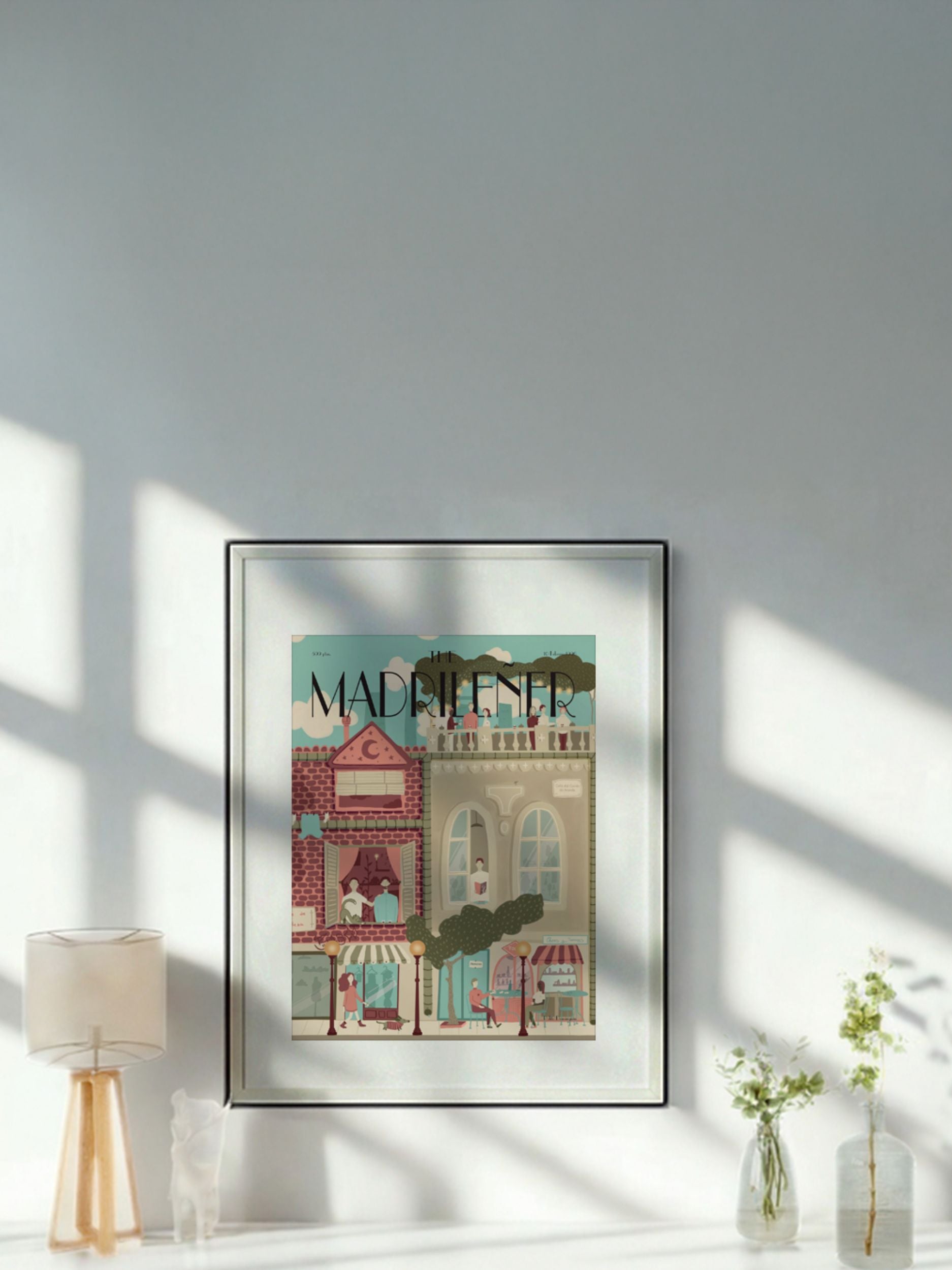 Themadrilenerbajoelcielodeamadridmontajeblancomockup